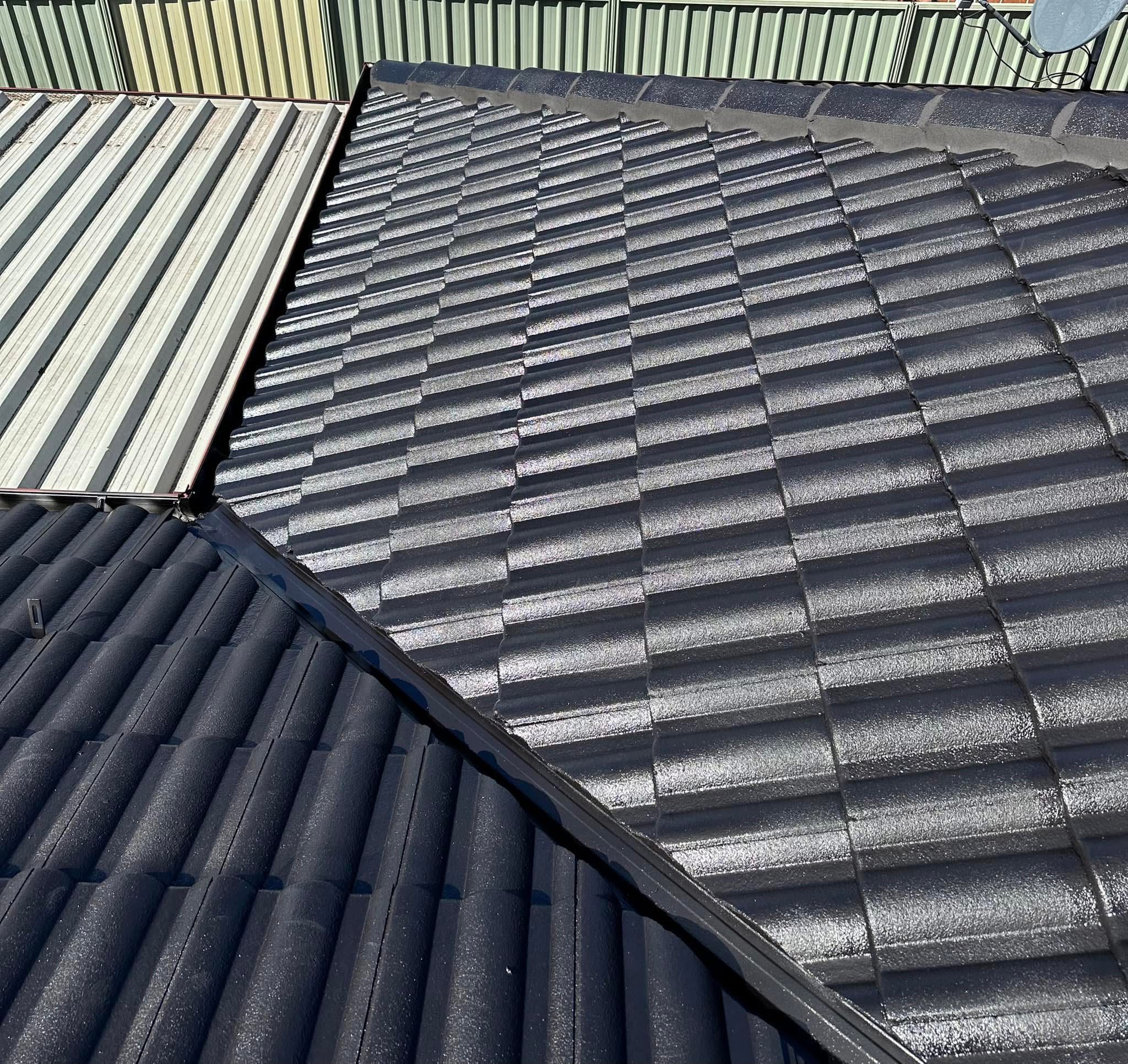 Tiled roof after rooftop restore membrane coating