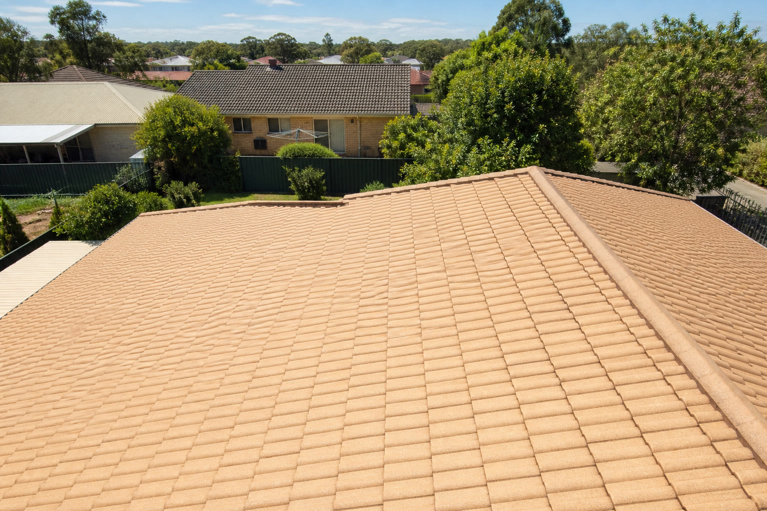 Fully high-pressure cleaned tiled roof — after