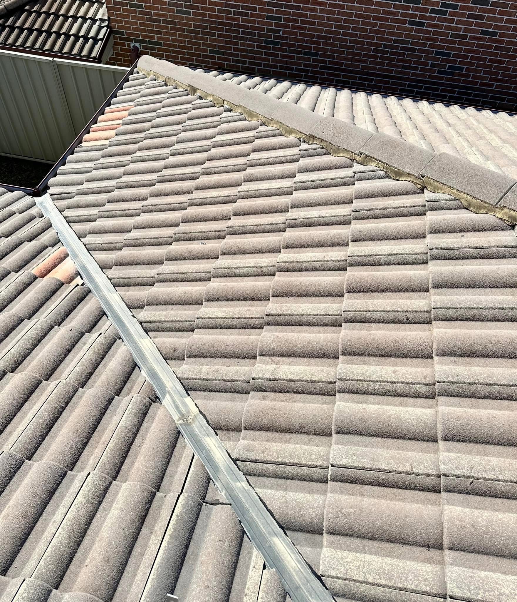 Weathered tiled roof before membrane coating