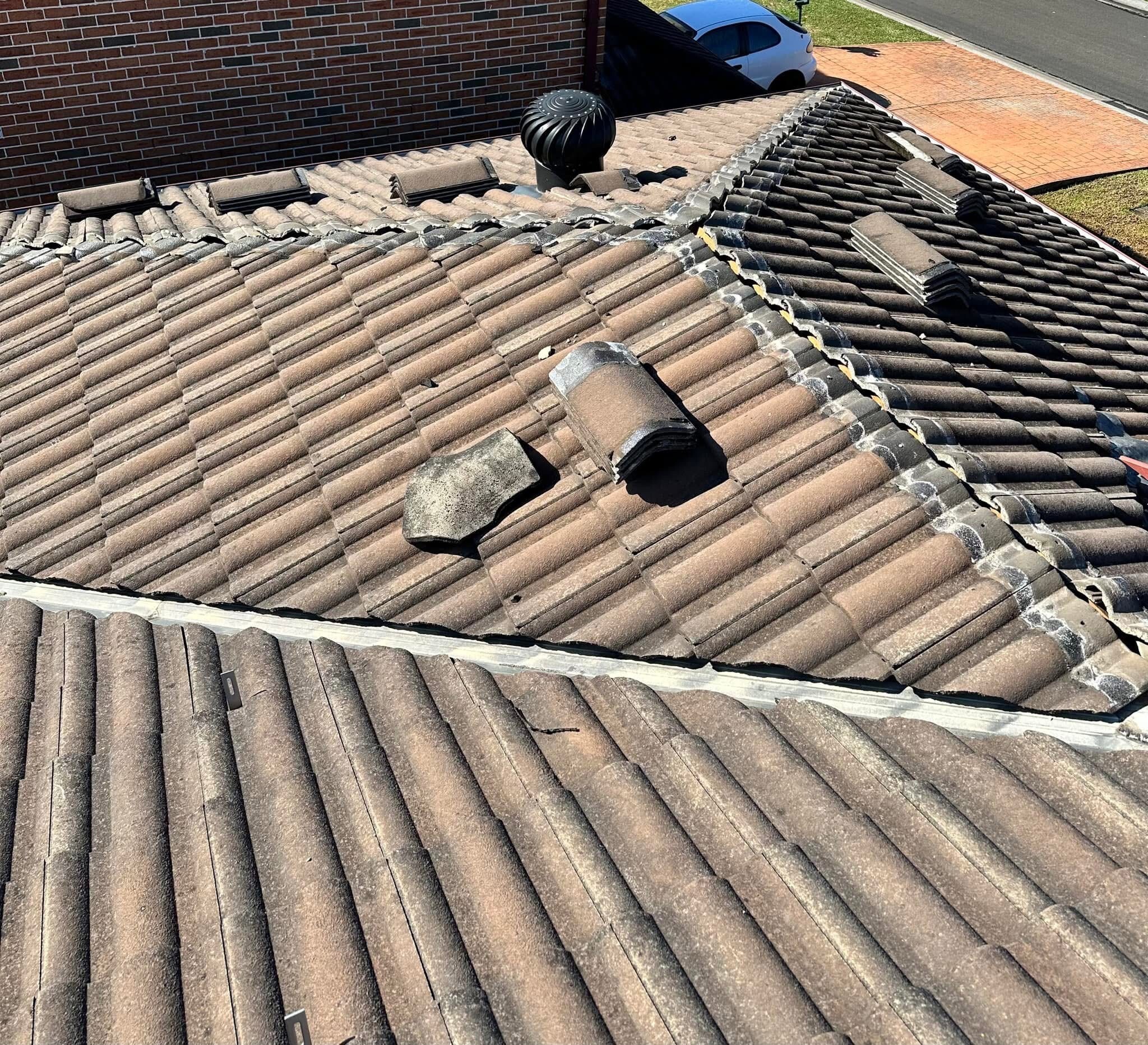 Ridge caps before rebedding — DNA Roof job