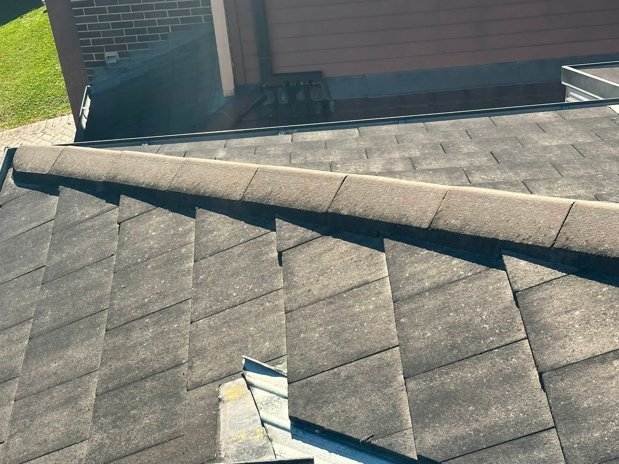 Tile roof ridge and charcoal flat tiles — real DNA Roof restoration in Western Sydney